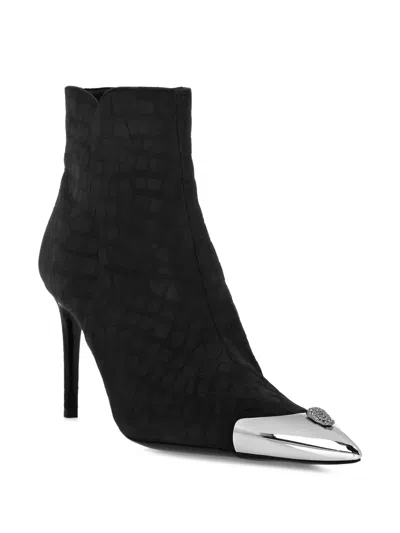 Philipp Plein Crocodile-embossed Ankle Boots In Black