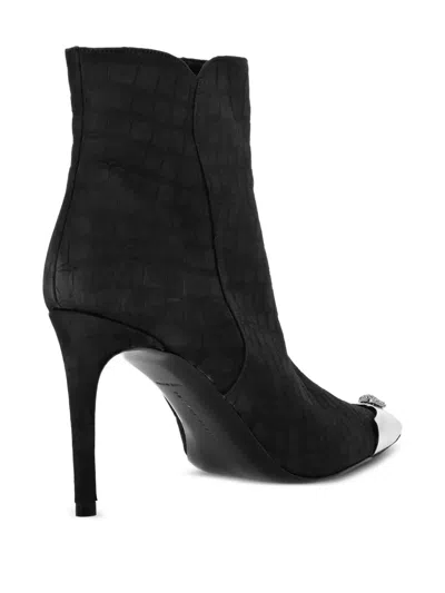Philipp Plein Crocodile-embossed Ankle Boots In Black