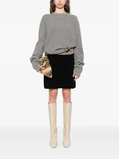 罗纹针织羊毛迷你半身裙