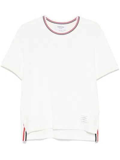 Thom Browne White T-shirt With Tricolour Detail