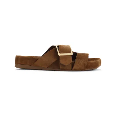Loewe Slide Sandals With Asymmetric Round Toe In Brown