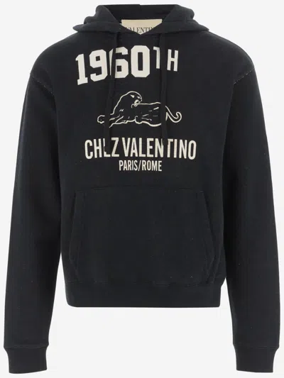 Valentino Garavani Hoodie With Logo Print In Black