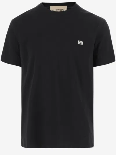 Valentino Cotton T-shirt With Vlogo Patch In Black