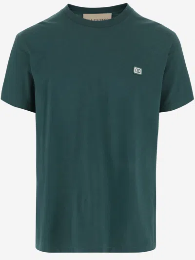 Valentino Garavani T-shirt With Signature Vlogo In Green