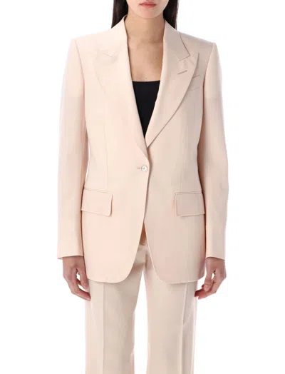 Tom Ford Single-breasted Silk Blazer Jacket In Light Pink