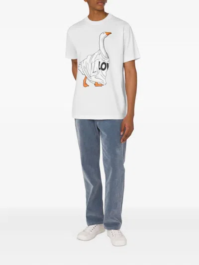 Moschino Organic Cotton Jersey T-shirt Goose In White