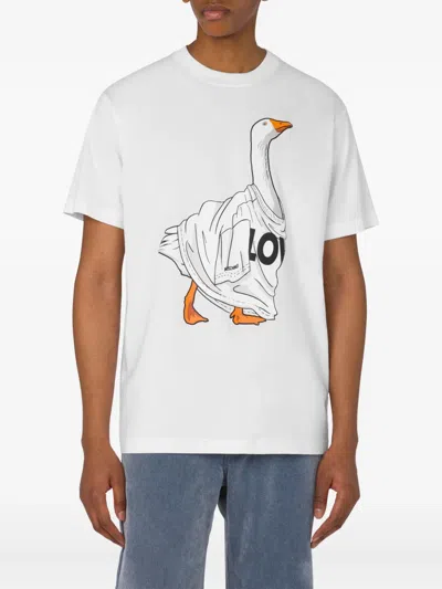 Moschino Organic Cotton Jersey T-shirt Goose In White