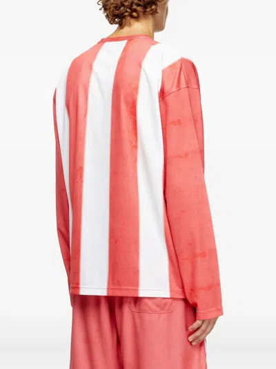 Diesel Striped Long-sleeve T-shirt With Photo Patches In Multi