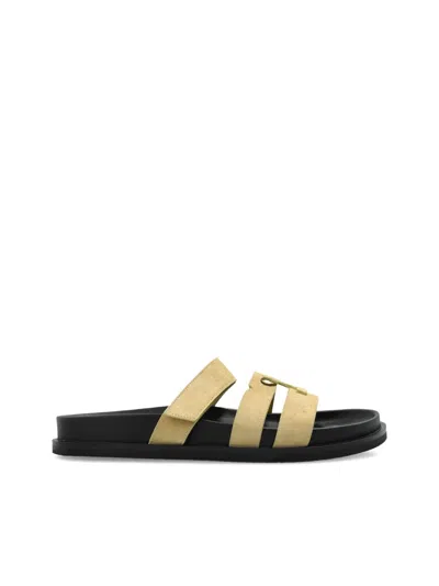 Tory Burch Lace Flat Sole Open Toe Sandals In Yellow