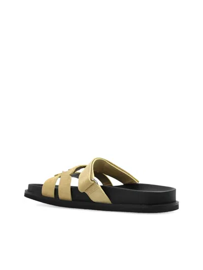 Tory Burch Lace Flat Sole Open Toe Sandals In Yellow