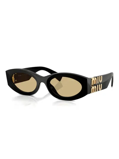 Miu Miu Black Miu Glimpse Sunglasses In Black