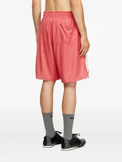 Diesel Striped Shorts With Photo Patches In Multi