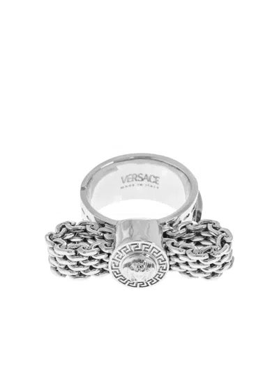 Versace Medusa Chain Ring In Metallic