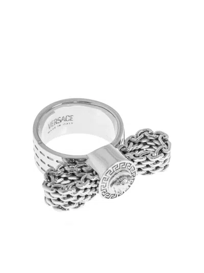 Versace Medusa Chain Ring In Metallic