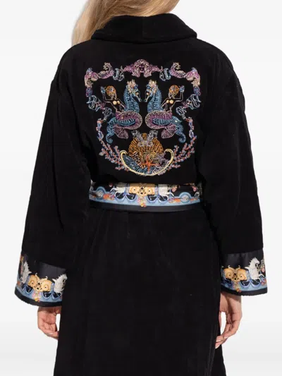 Versace Coral Theatre Robe In Black