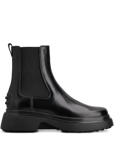 Tod's Chunky Sole Ankle Boots With Elastic Panels In Black