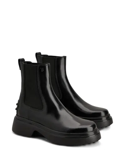 Tod's Chunky Sole Ankle Boots With Elastic Panels In Black