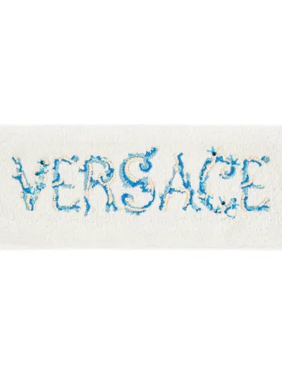 Versace Logo-embroidered Headband In Neutral