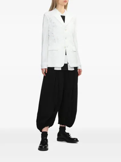 Comme Des Garçons Checker Board Peter Pan-collar Shirt In White