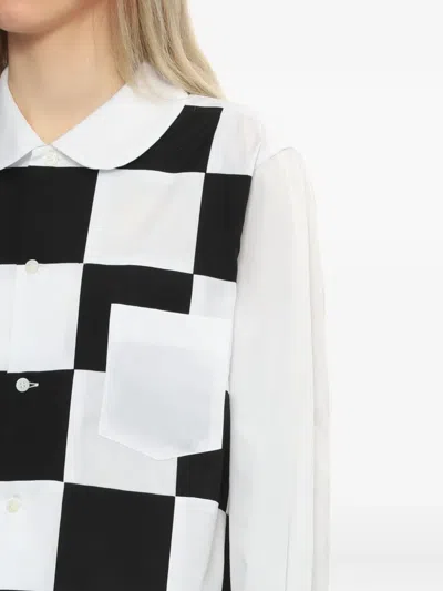 Comme Des Garçons Checker Board Peter Pan-collar Shirt In White