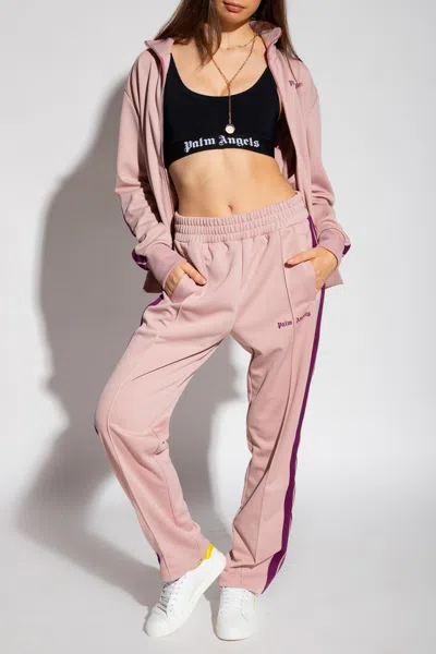 Palm Angels Black Classic Logo Sport Bra In Black White