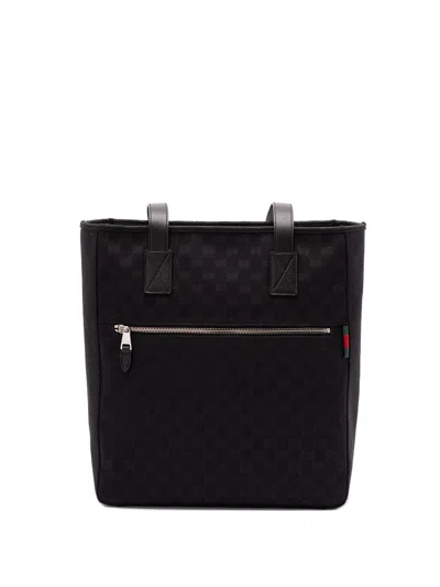 Gucci Men Gg Fabric Shopping Bag In Black