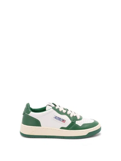 Autry Low Top Panelled Sneakers With Flatform Sole In Green