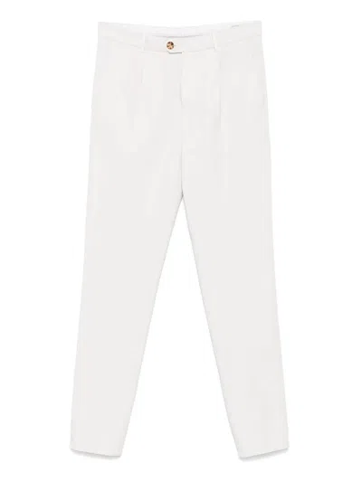 Brunello Cucinelli Tailored White Trousers With Classic Waistband In Neutral