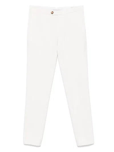 Brunello Cucinelli Tailored White Trousers With Classic Waistband In Neutral