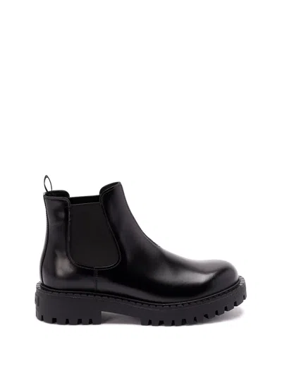 Prada Elastic-gusset Leather Boots In Black