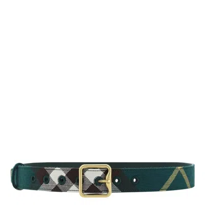 Burberry B Buckle Check Belt In Green