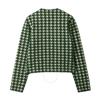 Burberry Houndstooth Cotton-blend Cardigan In Green