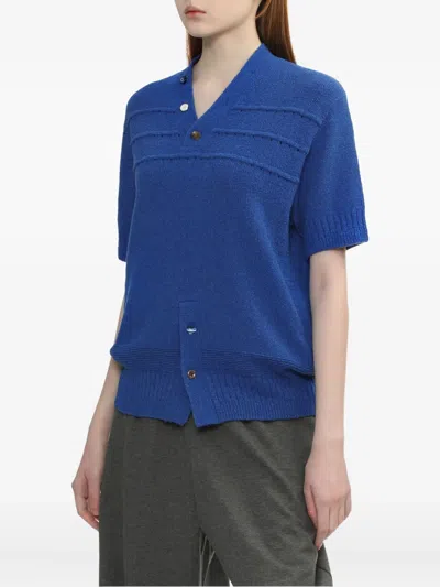 Ader Error Short-sleeve Button Top In Blue