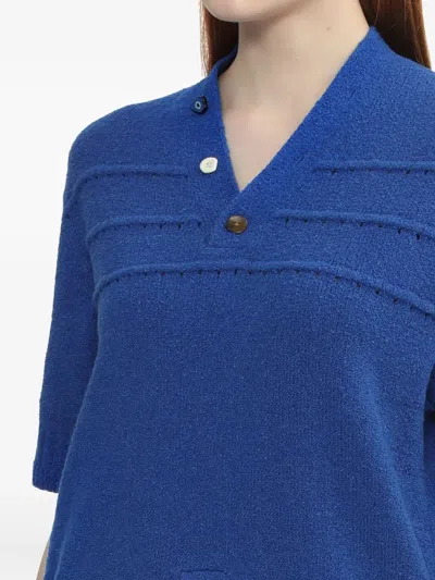 Ader Error Short-sleeve Button Top In Blue
