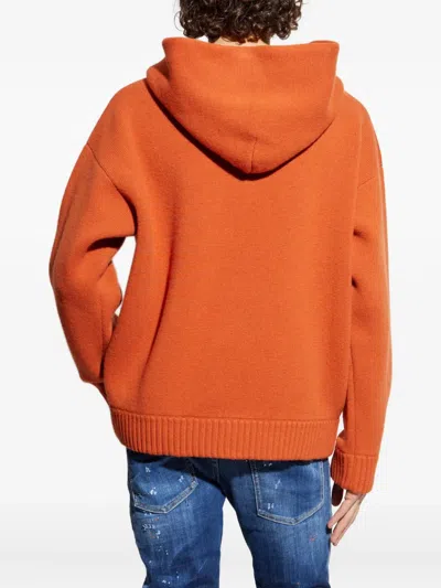 Dsquared2 Kangaroo-pocket Hooded Sweater In Orange