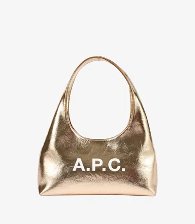 Apc Mini Ninon Metallic Logo Shoulder Bag In Gold