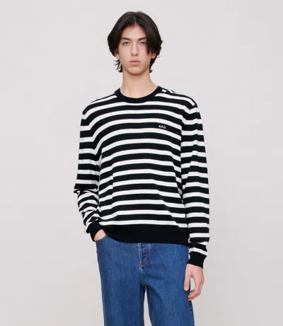 Apc A.p.c. Crewneck Sweater With Classic Striped Pattern In Black