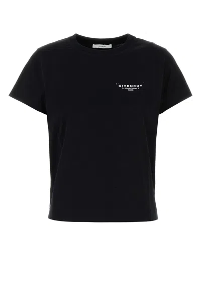 Givenchy Black Crewneck T-shirt With Logo Lettering On Front And Rear In Cotton Woman In Black