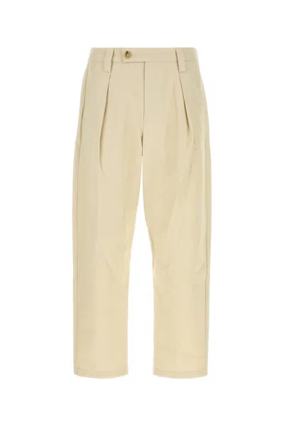 Apc Renato Tapered Pleated Herringbone Cotton Trousers In Neutral