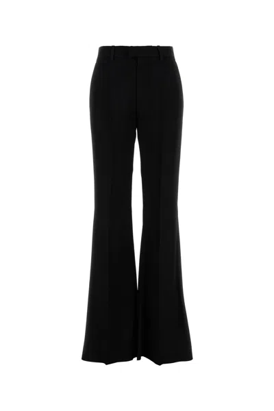 Balenciaga Women Flared Trousers In Black Flowing Viscose