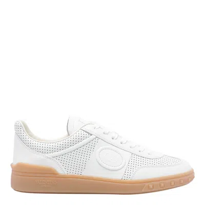 Valentino Garavani Nappa Leather Upvillage Round Toe Sneakers In White