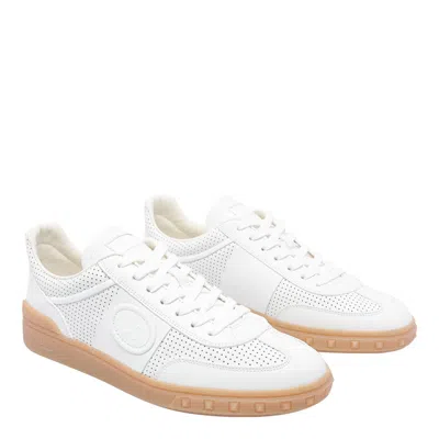 Valentino Garavani Nappa Leather Upvillage Round Toe Sneakers In White
