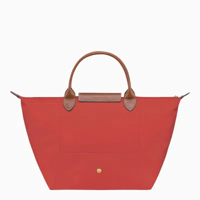 Longchamp Tomato Coloured Le Pliage Original M Bag In Red