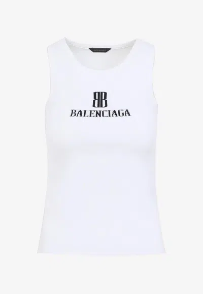 Balenciaga White Nano Bb Tank Top In White