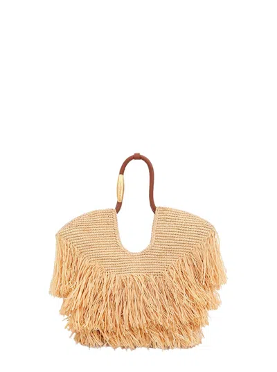 Zimmermann Medium Goldentime Fringed Raffia Bag In Brown