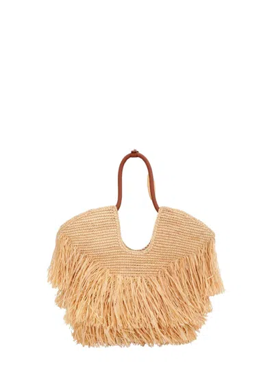 Zimmermann Medium Goldentime Fringed Raffia Bag In Brown