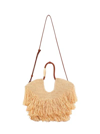 Zimmermann Medium Goldentime Fringed Raffia Bag In Brown