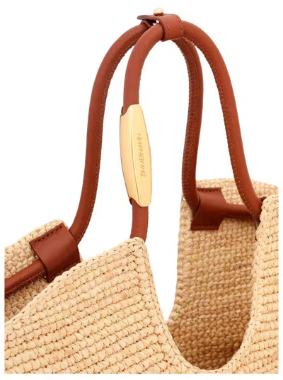 Zimmermann Medium Goldentime Fringed Raffia Bag In Brown