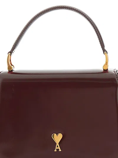 Ami Alexandre Mattiussi Bordeaux Handbag With Adc Patch On The Front And Adjustable And Removable Shoulder Strap