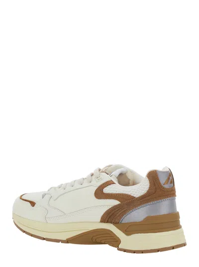 Autry 'hyperway' Beige Low Top Sneakers With Logo Patch On Tongue And Side In Neutral